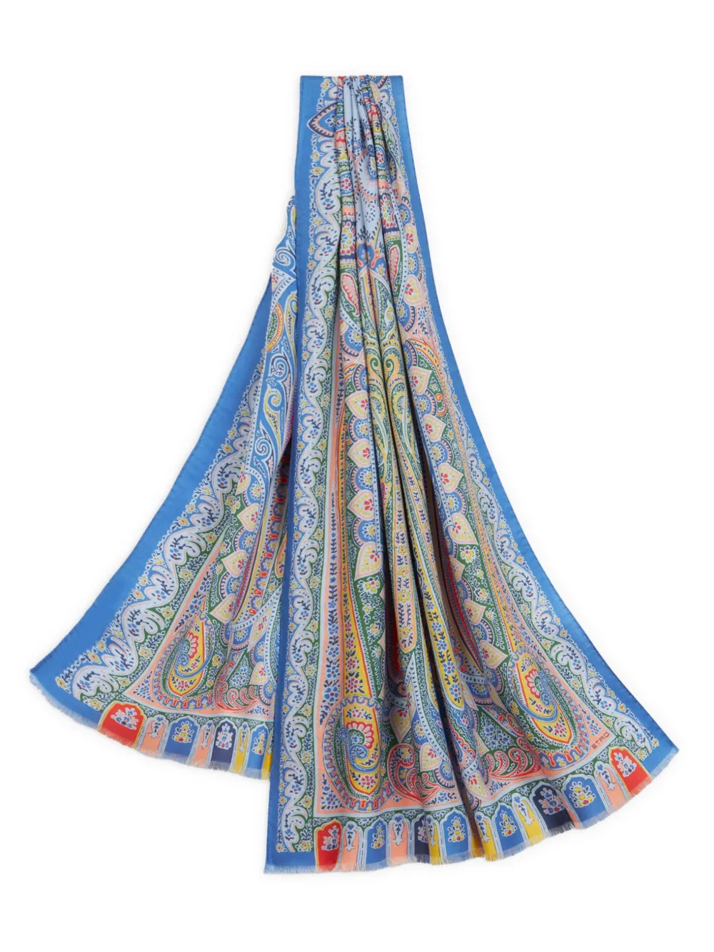 Shop Etro Printed Scarf In Blue
