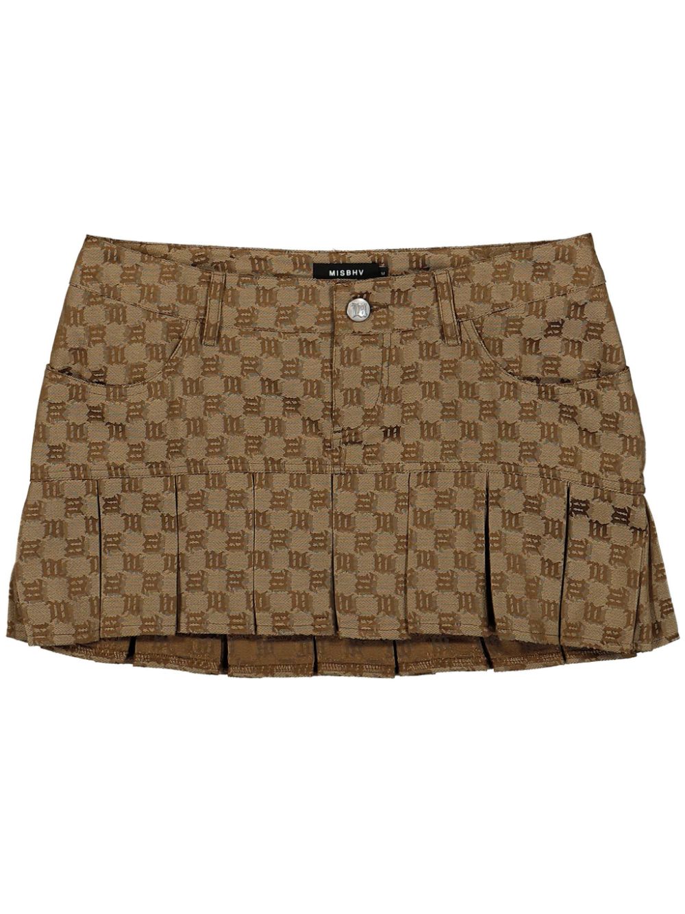 MISBHV logo-jacquard mini skirt - Neutrals