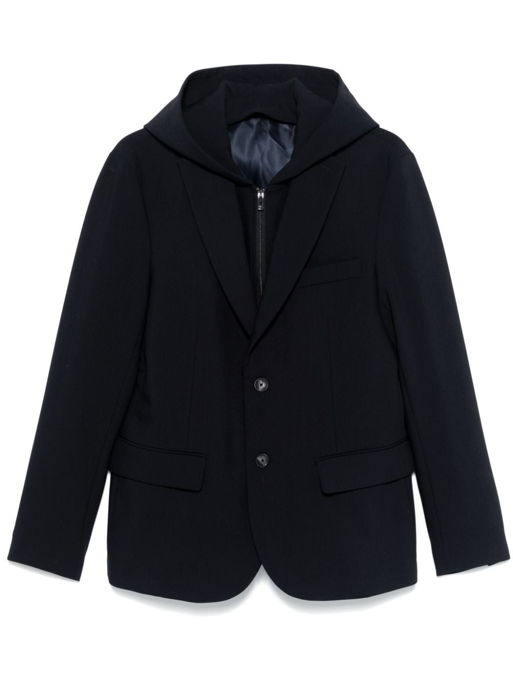 Shop Emporio Armani Detachable-panel Hooded Blazer In Blue