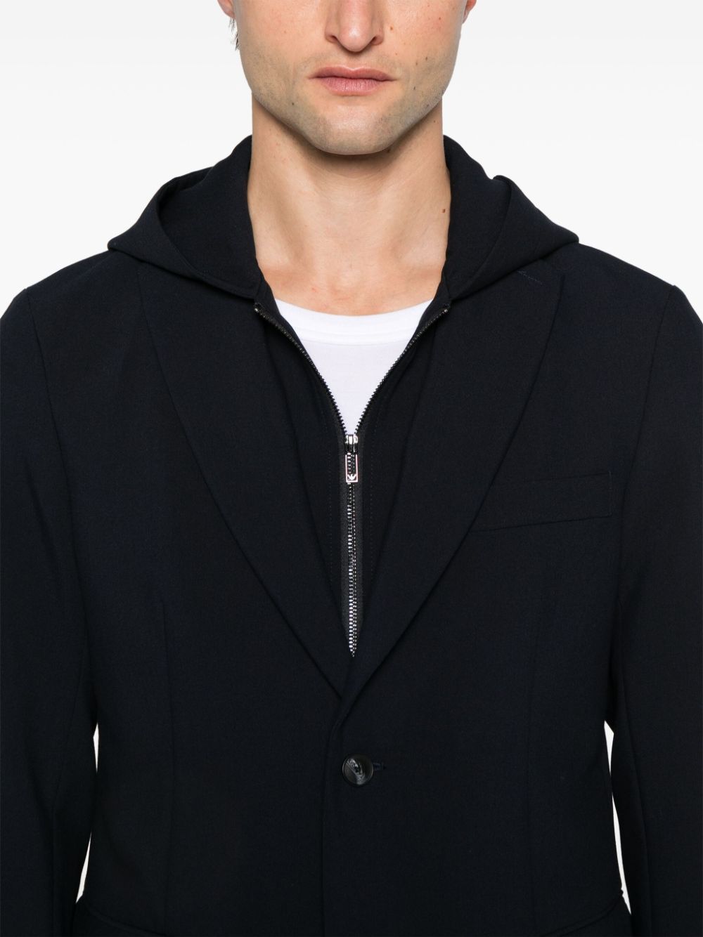 Shop Emporio Armani Detachable-panel Hooded Blazer In Blue