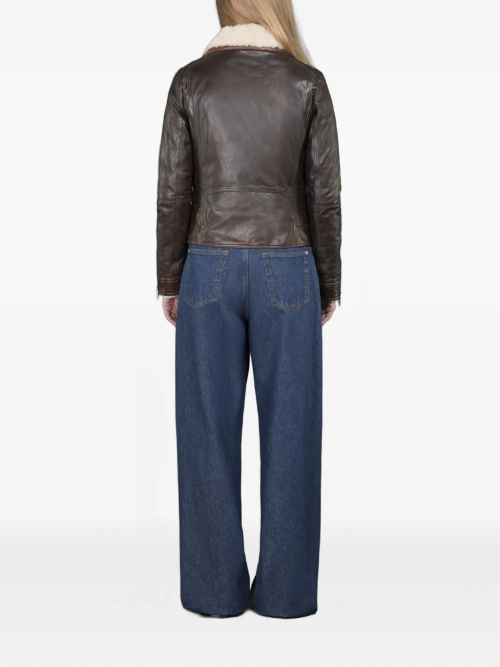 Moorer Leren jack met lammy voering Bruin