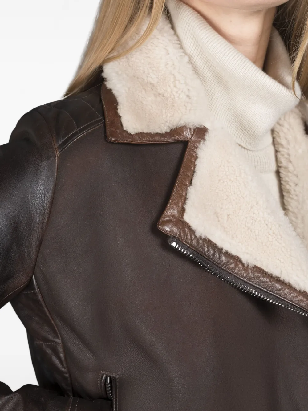 Moorer Leren jack met lammy voering Bruin