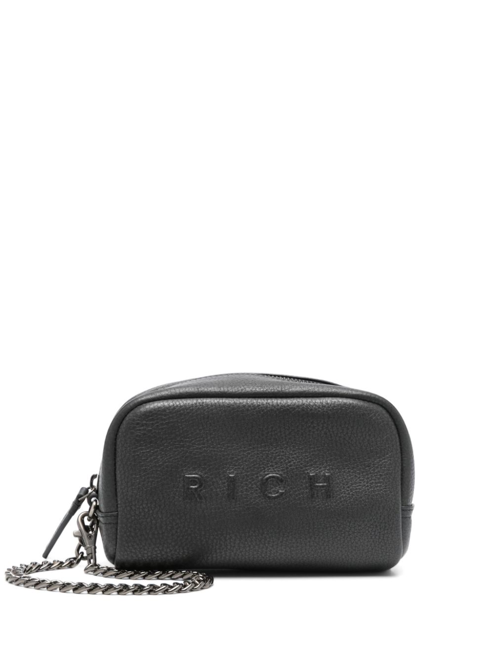 logo-embossed clutch bag