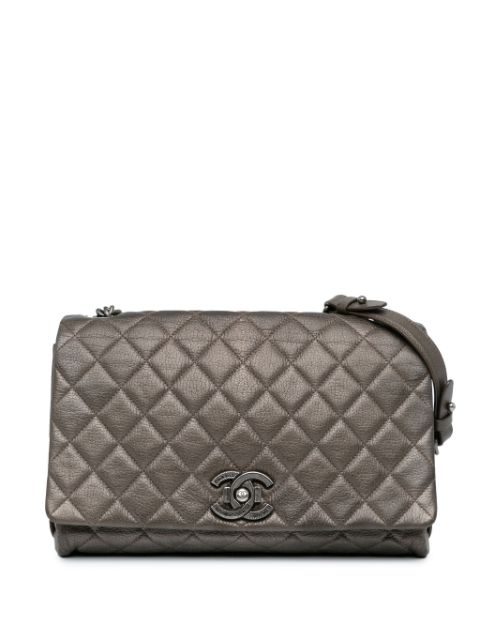 HOT SALE CHANEL 2015-2016 Large Quilted Goatskin City Rock Flap shoulder bag Women