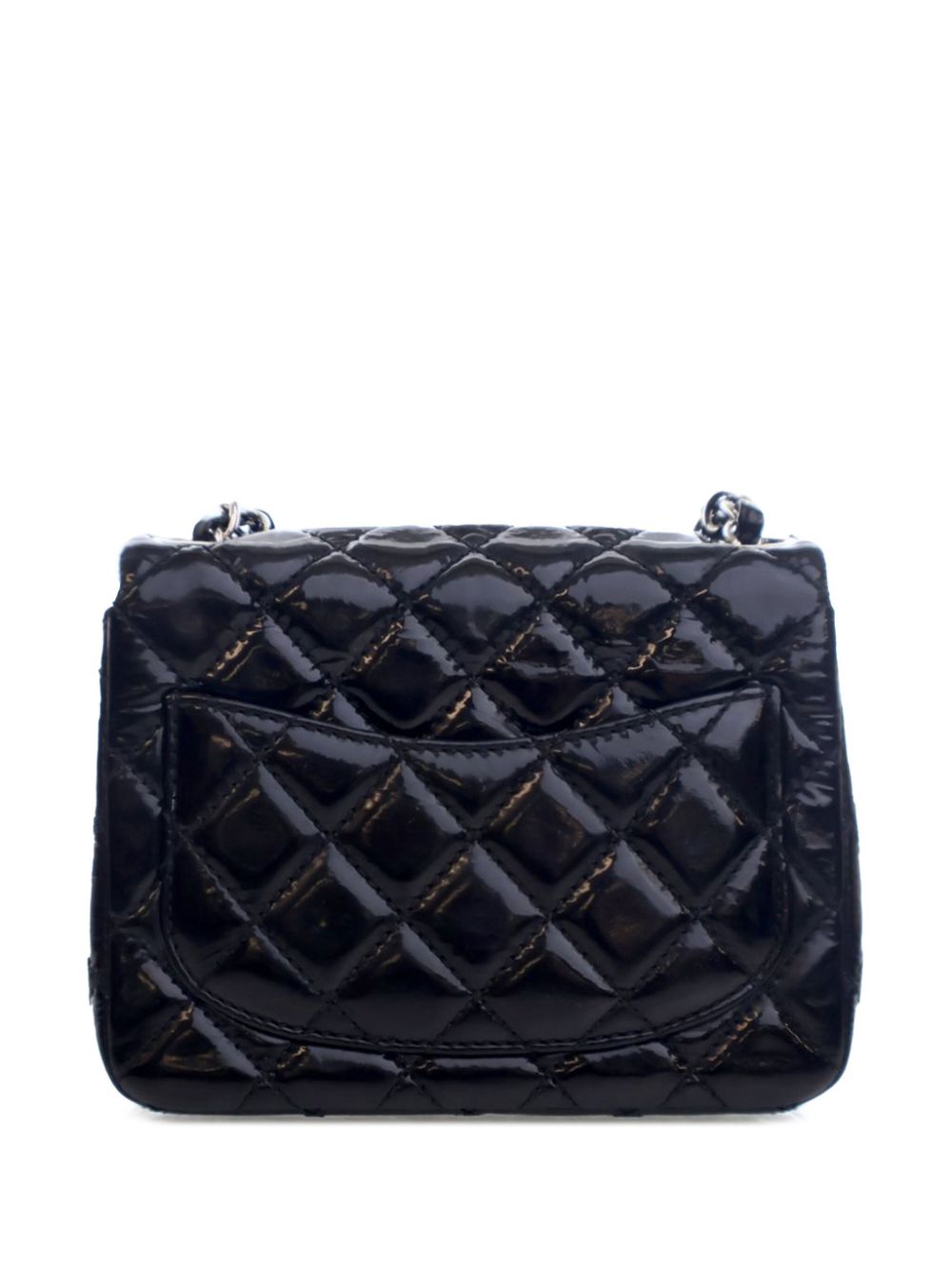 CHANEL Pre-Owned 2008-2009 Mini Square Classic Single Flap lakleren crossbodytas - Zwart