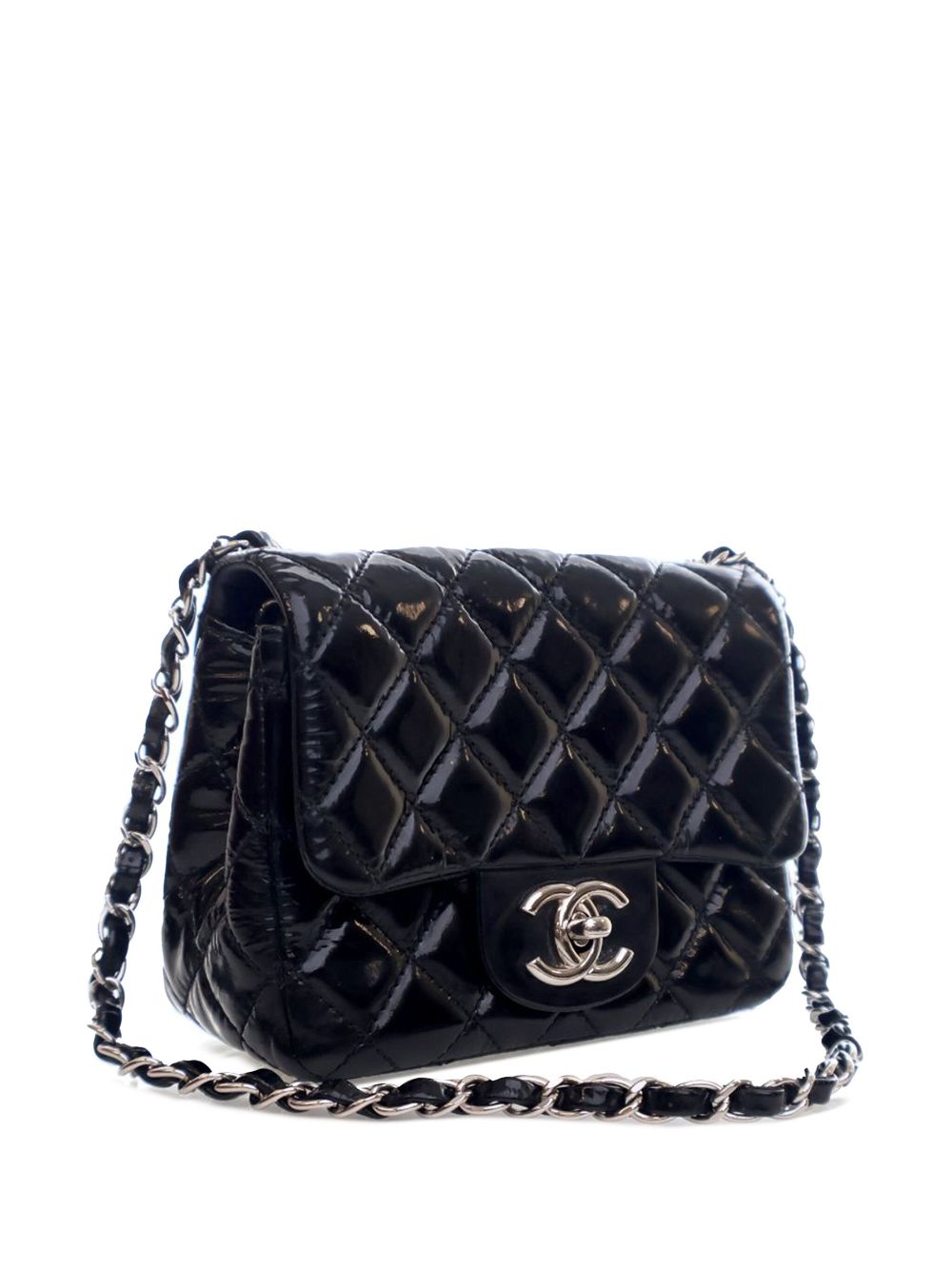 CHANEL 2008-2009 Mini Square Classic Patent Single Flap crossbody bag Women