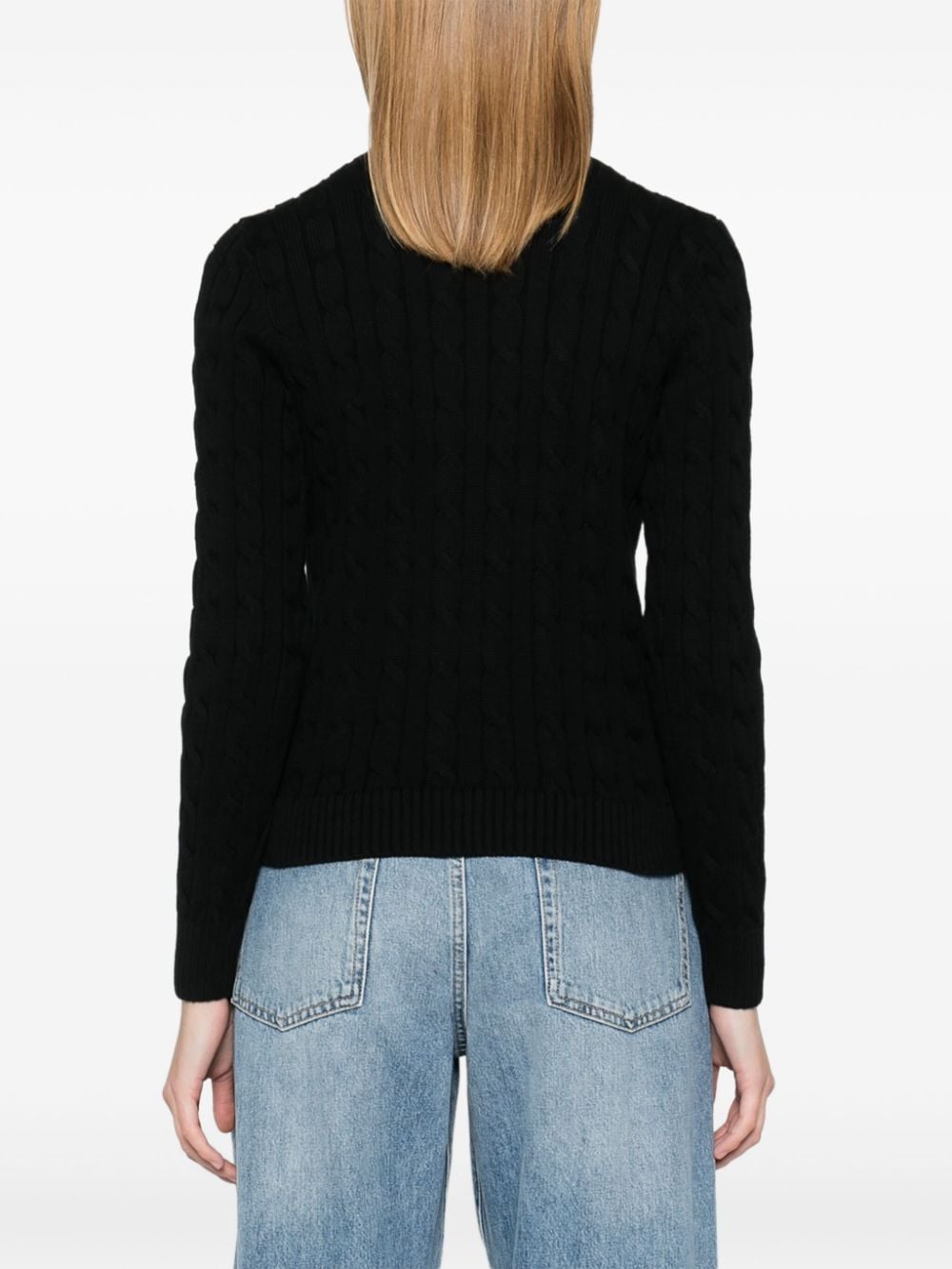 Shop Lauren Ralph Lauren Logo-embroidered Cardigan In Black