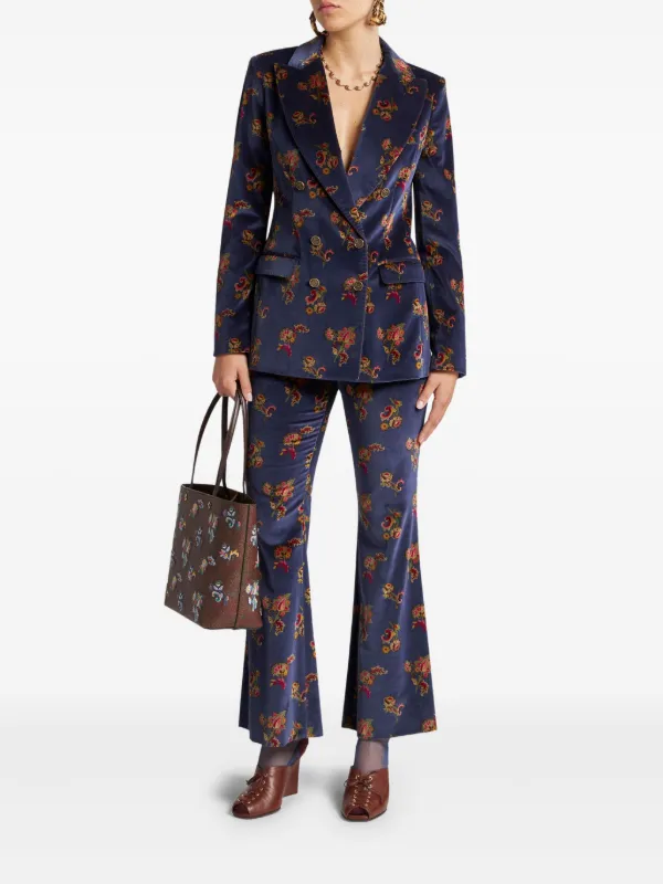 ETRO フローラル フレアパンツ | ブルー | FARFETCH JP