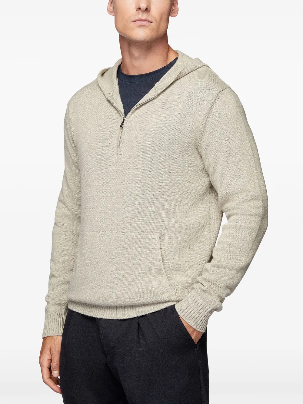 Boggi Milano Hazelnoot trui met capuchon Beige