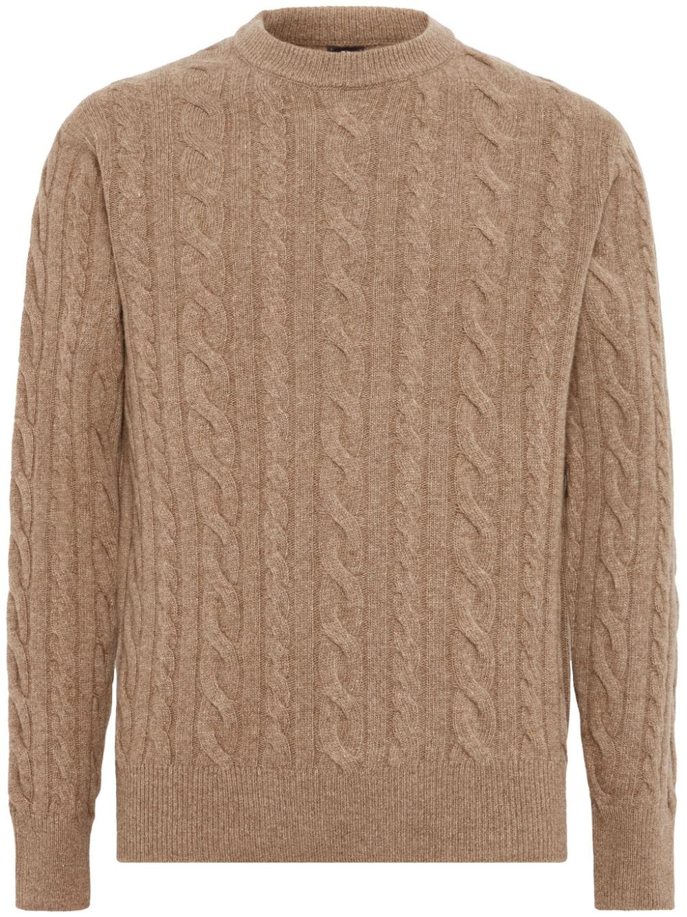 Shop Boggi Milano Taupe Wool Crew Neck Jumper In Brown