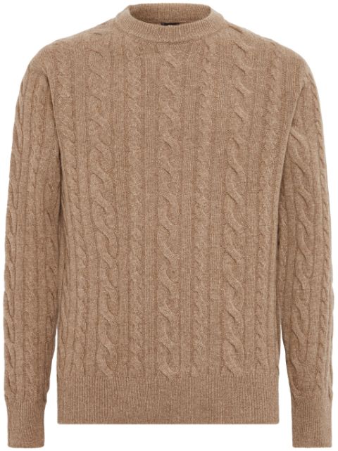 Boggi Milano taupe wool crew neck jumper Men