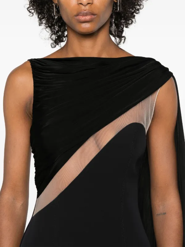 tulle scarf asymmetrical hem mini dress by david koma Black evening dress, new style satin prom dress,princess birthday dres –  Simplepromdress main image 1