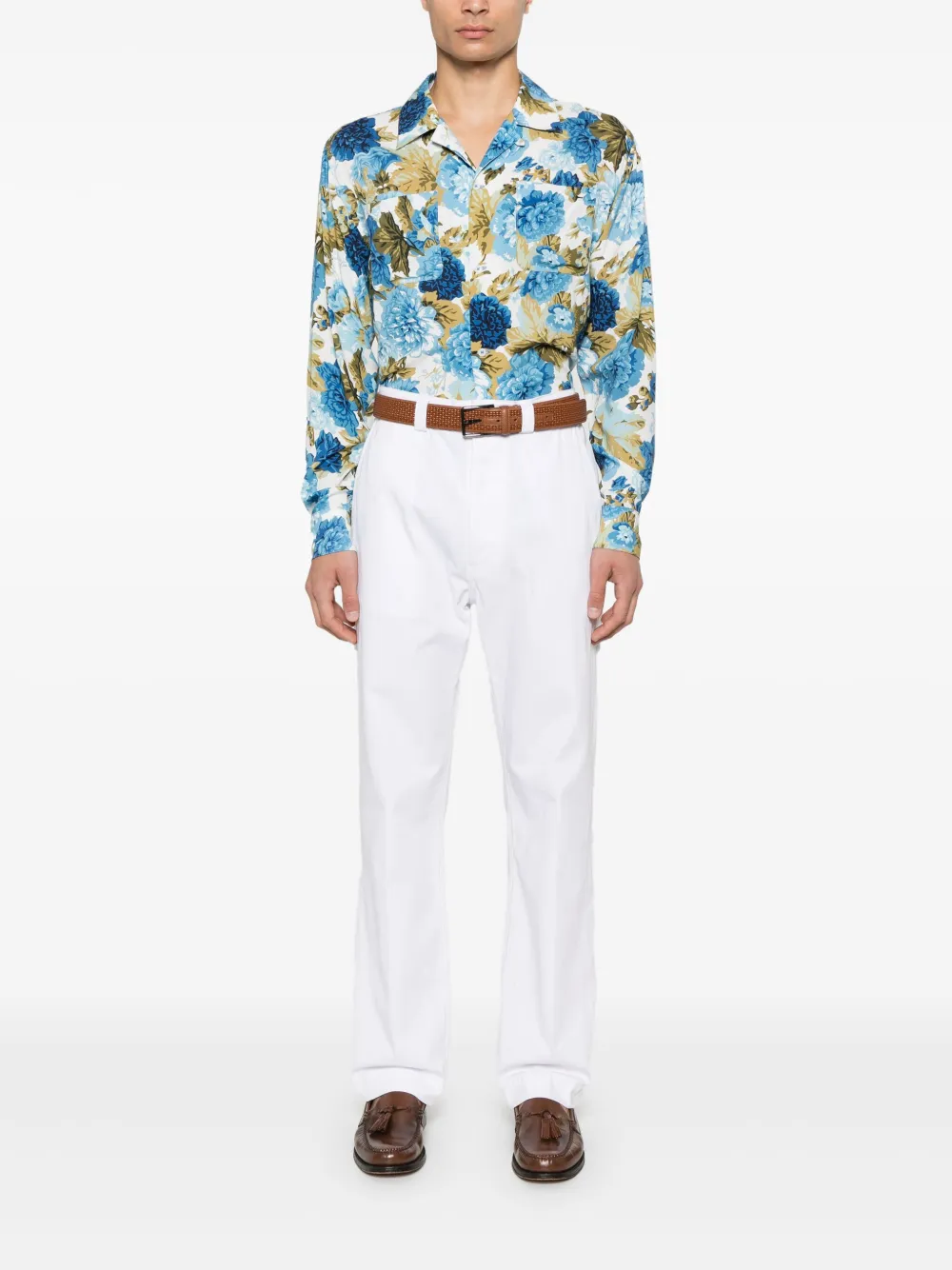 FURSAC Overhemd met bloemenprint - Blauw