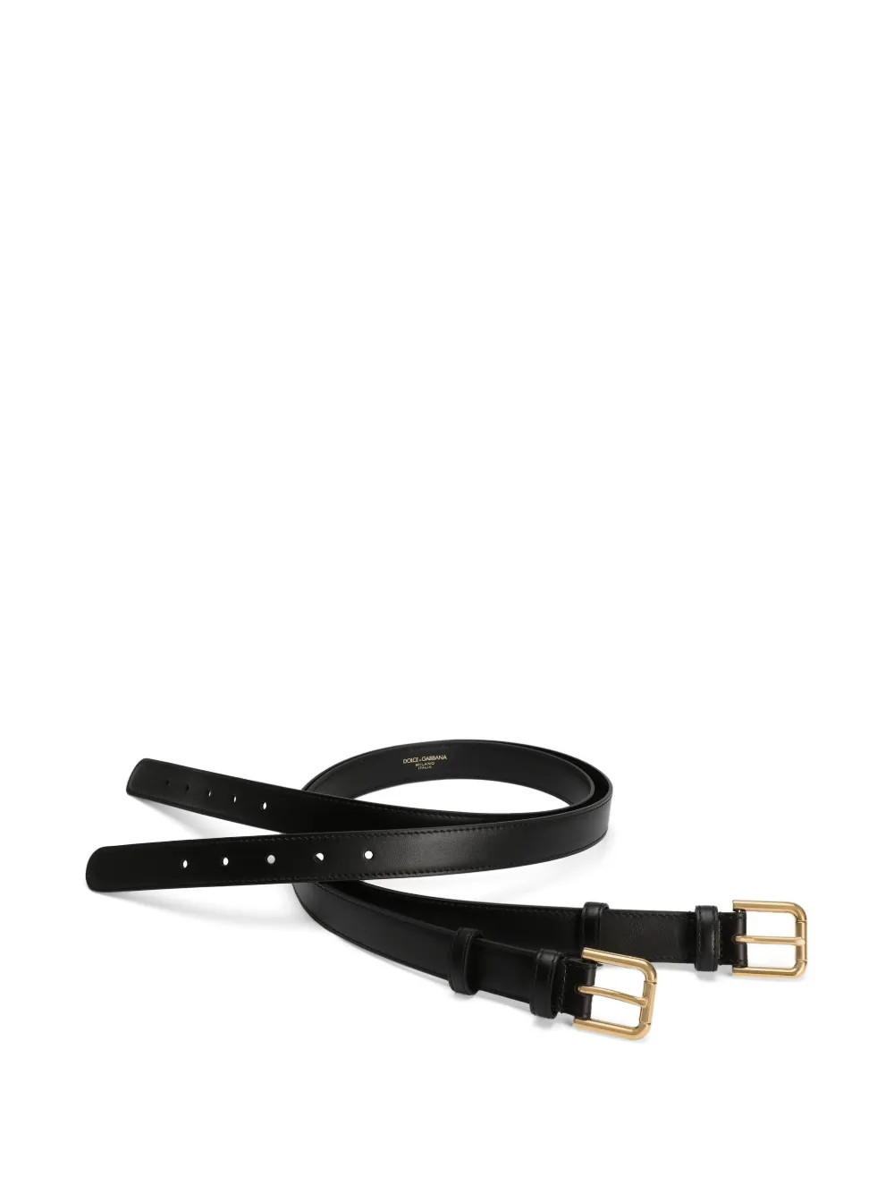 Dolce & Gabbana Leren dubbele riem - Zwart