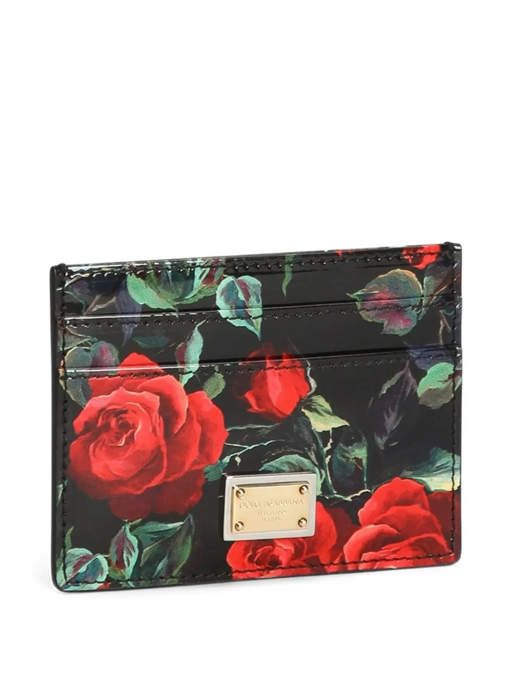 Dolce & Gabbana Pasjeshouder met roosprint Zwart