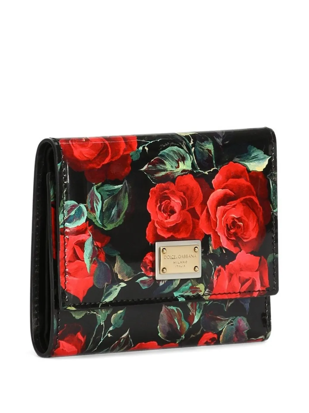 Dolce & Gabbana Dauphine portemonnee met roosprint Zwart