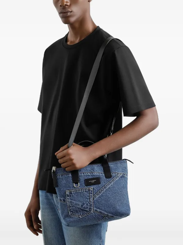 DOLCE & GABBANA 【ドルガバ】デニム パッチワーク バッグ ブルーのメンズ バッグ スモール デニムパッチワーク