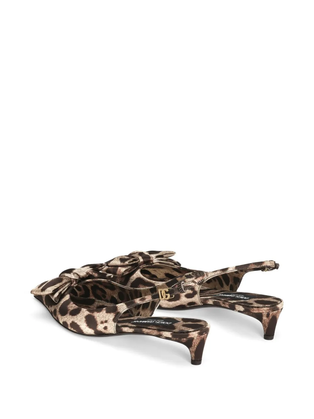 Dolce & Gabbana 30 mm satijnen slingback pumps met luipaardprint Bruin