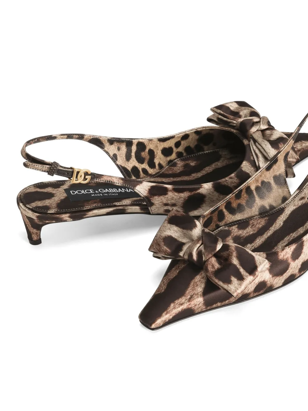 Dolce & Gabbana 30 mm satijnen slingback pumps met luipaardprint Bruin