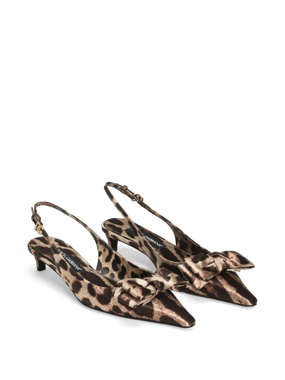 Dolce & Gabbana 30mm leopard-print satin slingback pumps - Bruin