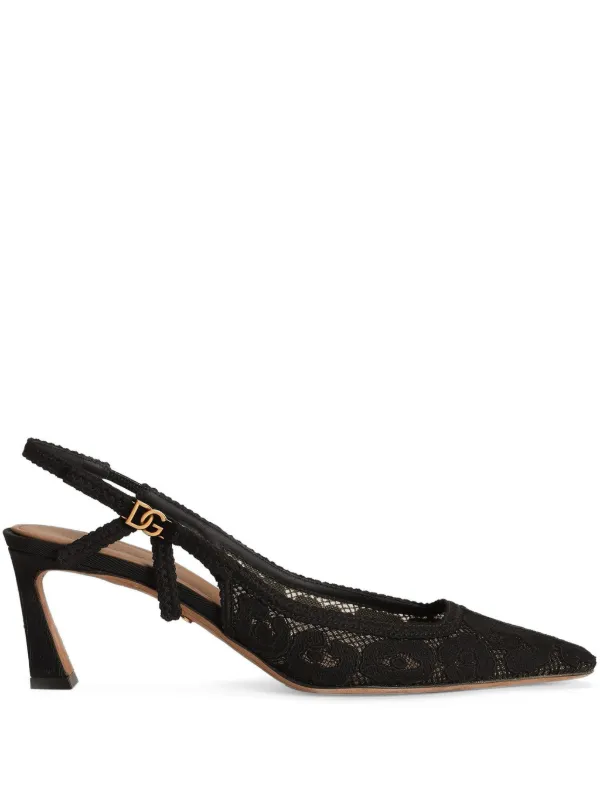 DOLCE & GABBANA ブラックレースパンプス Dolce & Gabbana レースアップリケ パンプス | ブラック | FARFETCH JP