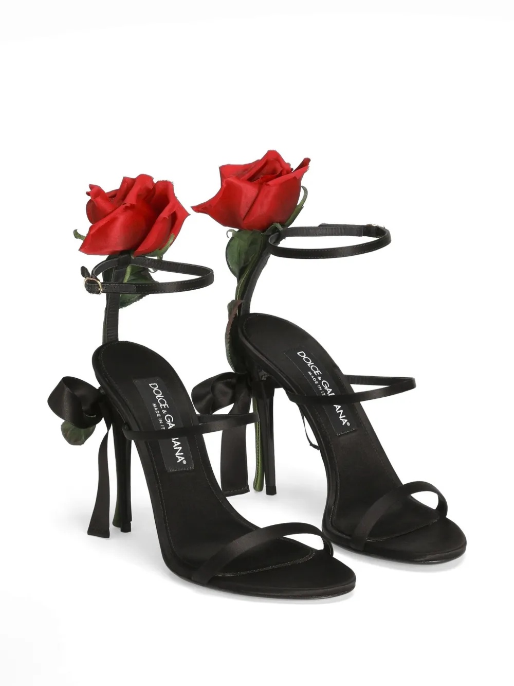 Dolce & Gabbana 105 mm sandalen met roospatch Zwart