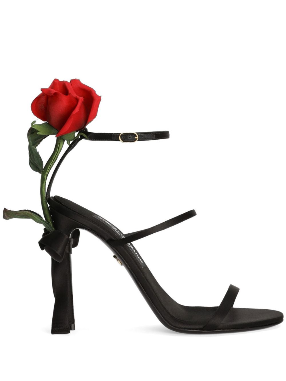 Dolce & Gabbana 105 mm sandalen met roospatch Zwart