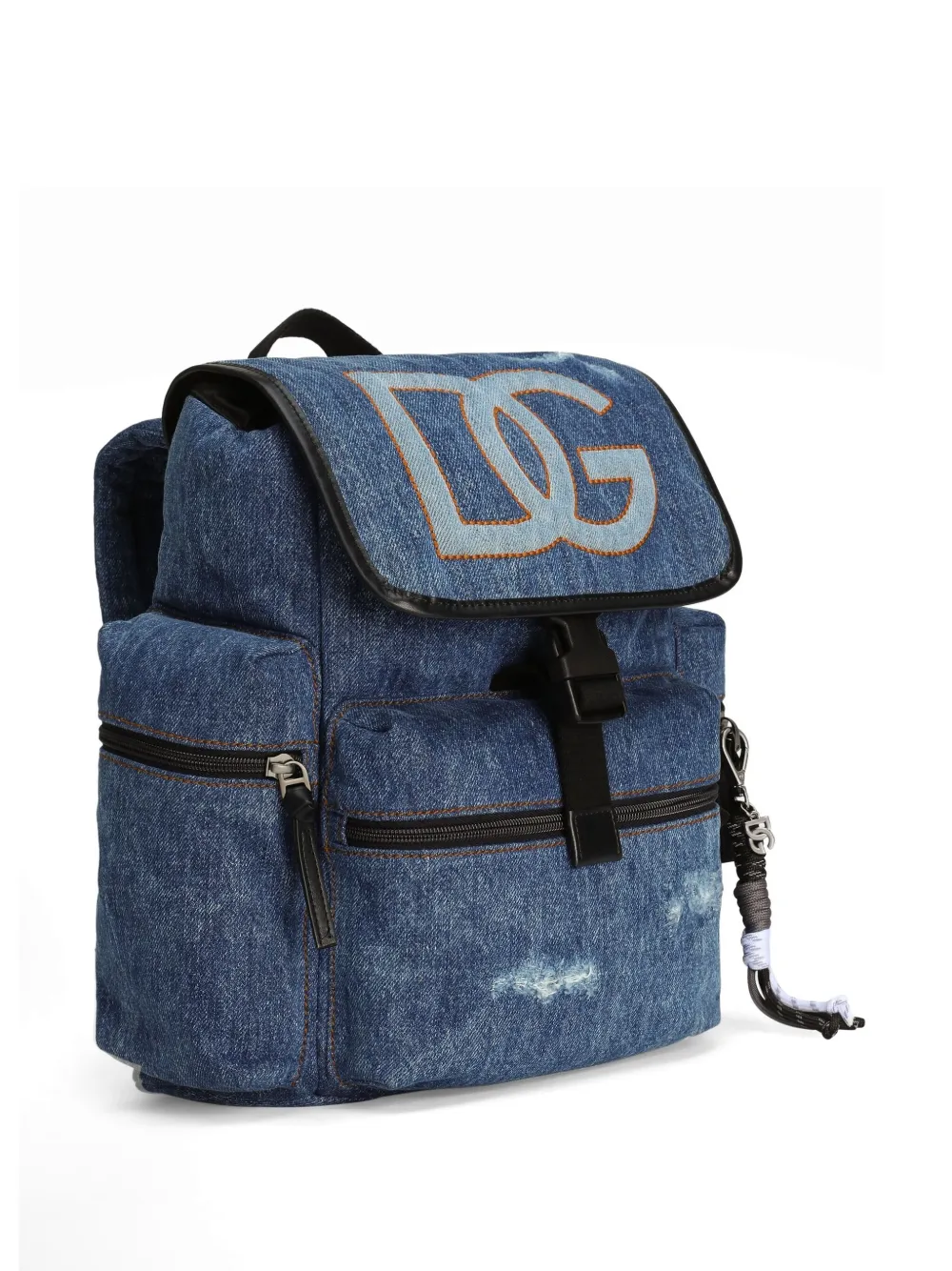 Dolce & Gabbana Kids Rugzak van spijkerstof met gestikt logo Blauw
