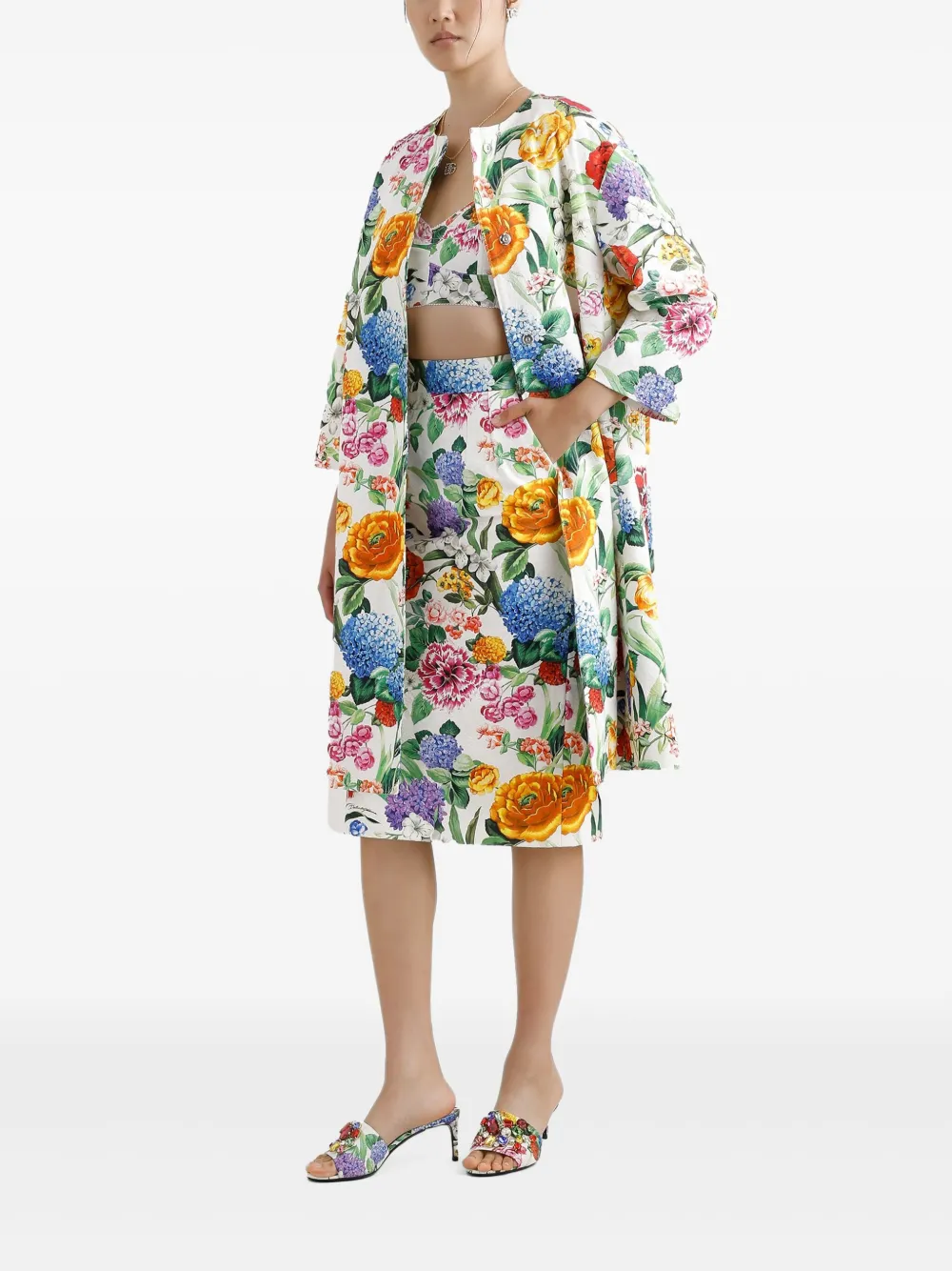 Dolce & Gabbana Jas met bloemenprint Wit