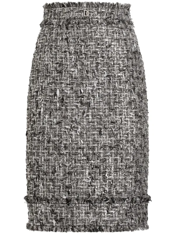 【送料&関税込】Dolce & Gabbana Tweed Skirt Dolce & Gabbana high-waist Tweed Skirt | White | FARFETCH