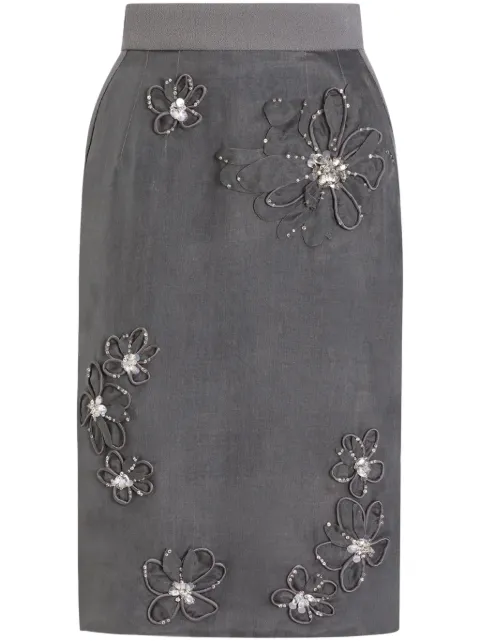 Dolce & Gabbana floral-appliqué midi skirt