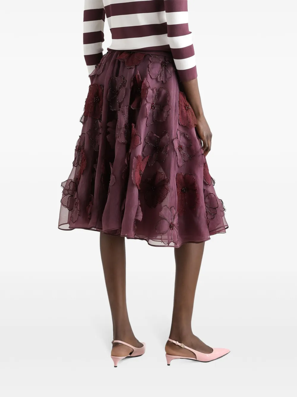 Dolce & Gabbana Midi-rok met bloemenapplicatie Rood