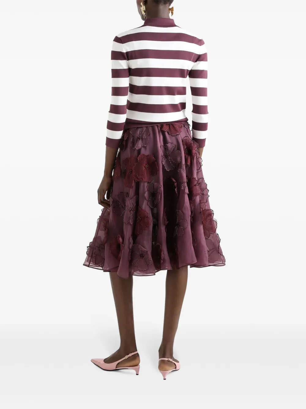 Dolce & Gabbana Midi-rok met bloemenapplicatie Rood