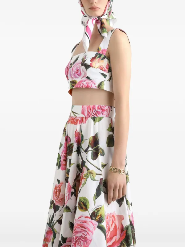 Dolce & Gabbana floral-print Midi Skirt | White | FARFETCH