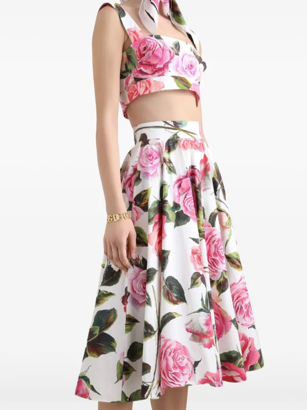 Dolce & Gabbana floral-print Midi Skirt | White | FARFETCH