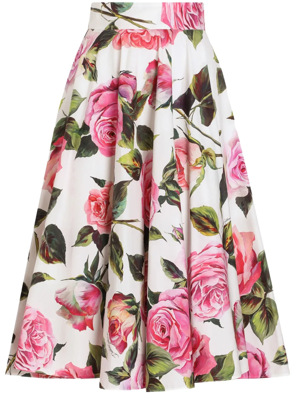 Dolce & Gabbana Midi-jurk met bloemenprint Wit