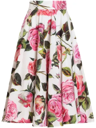 Dolce & Gabbana 花柄 フレアスカート サイズ40 イタリア製 Dolce & Gabbana floral-print Midi Skirt | White | FARFETCH CA
