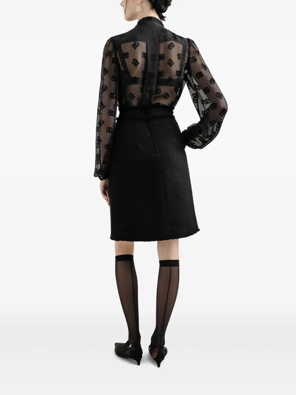 Dolce & Gabbana Tweed midi-rok Zwart