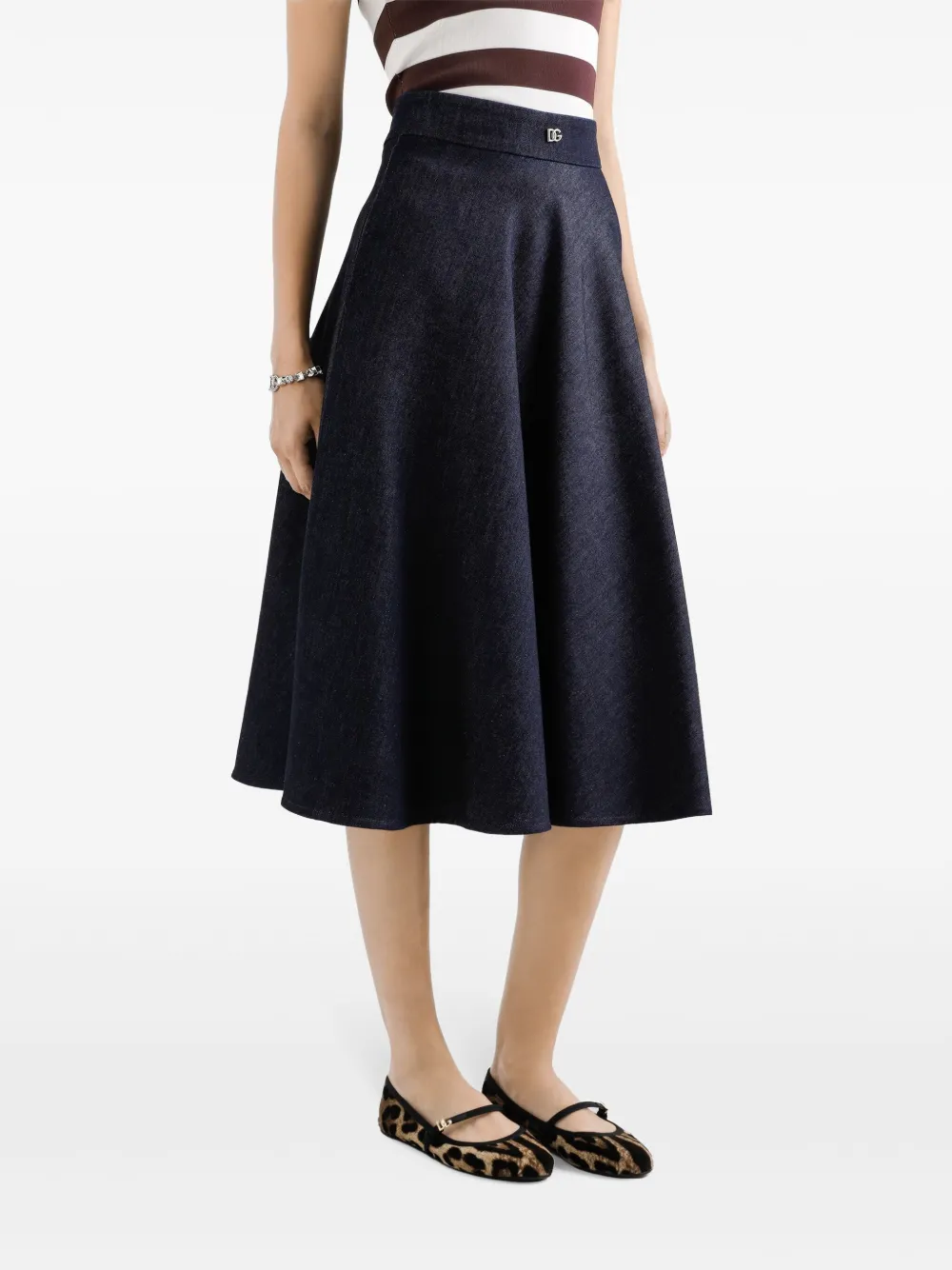 Dolce & Gabbana Midi-rok met logoplakkaat Blauw