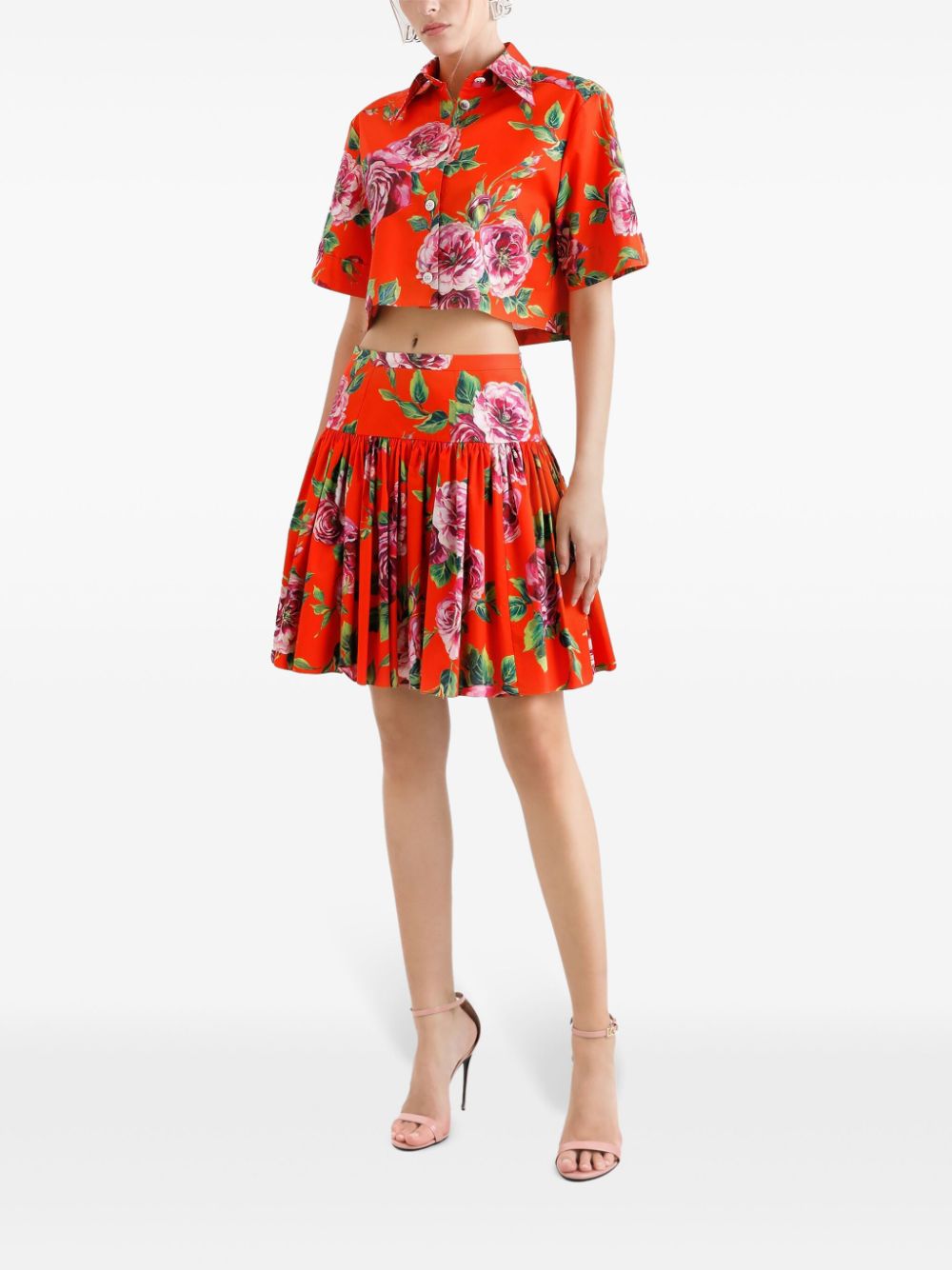 Dolce & Gabbana floral-print mini skirt - Rood