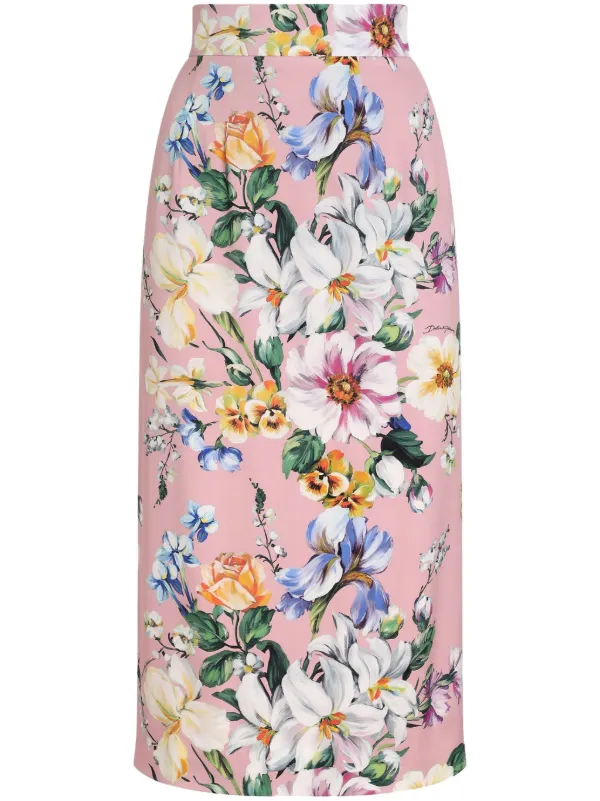 Dolce Gabbana floral-print Midi Skirt Pink FARFETCH VN - Technical View