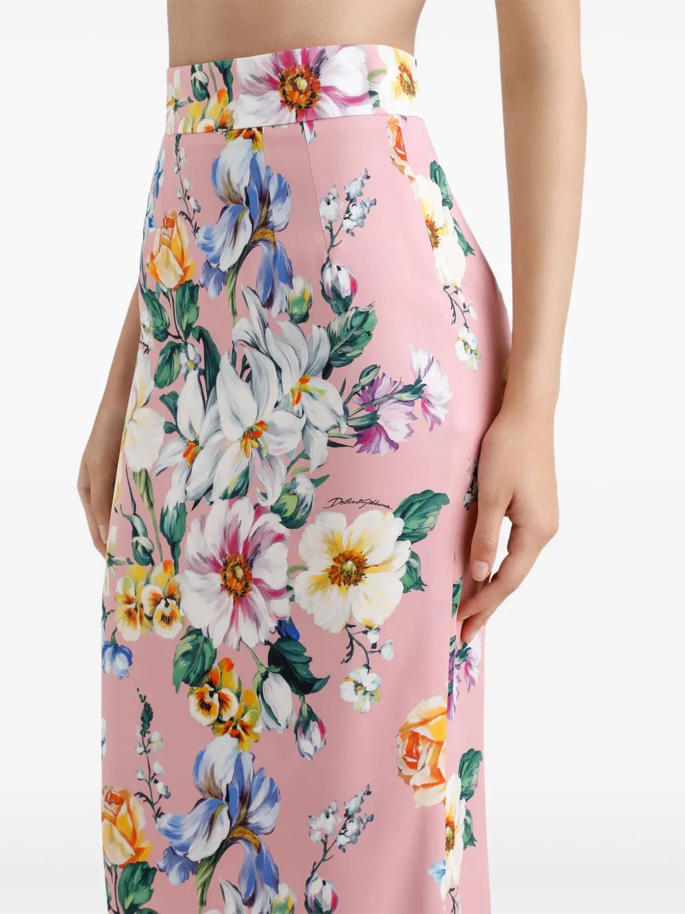 Dolce & Gabbana Midi-jurk met bloemenprint Roze