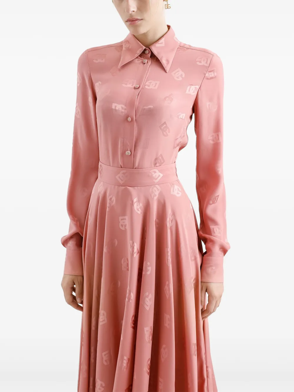 Dolce & Gabbana Midi-rok met monogram Roze