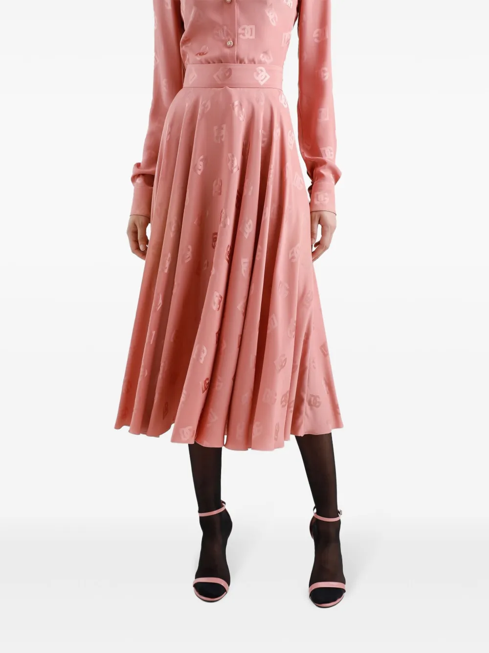 Dolce & Gabbana Midi-rok met monogram Roze