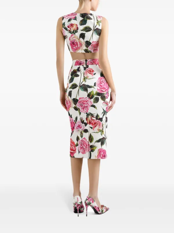 Dolce & Gabbana floral-print Midi Skirt | White | FARFETCH