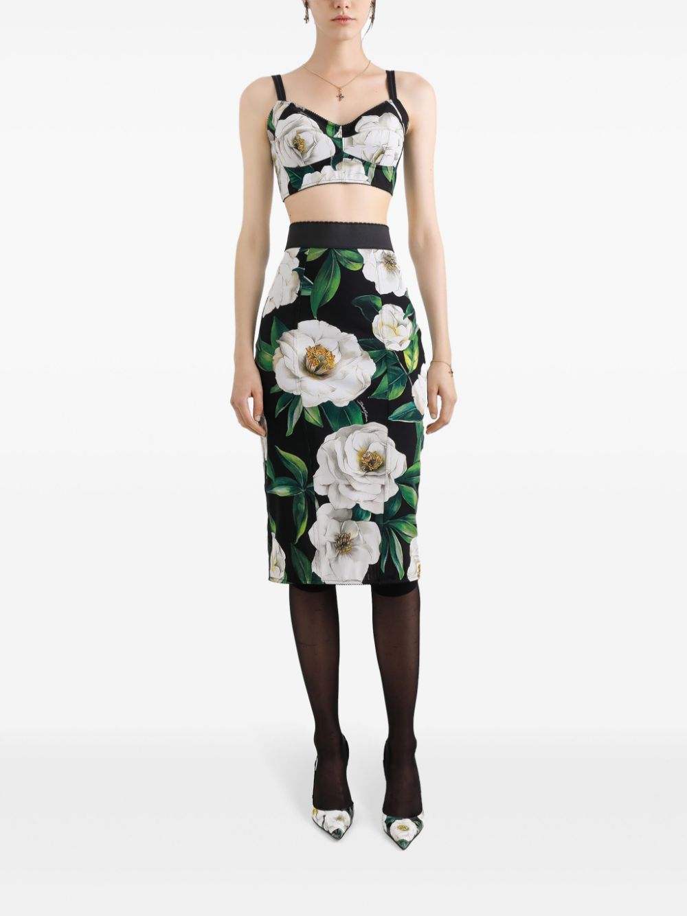 Dolce & Gabbana floral-print skirt - Zwart