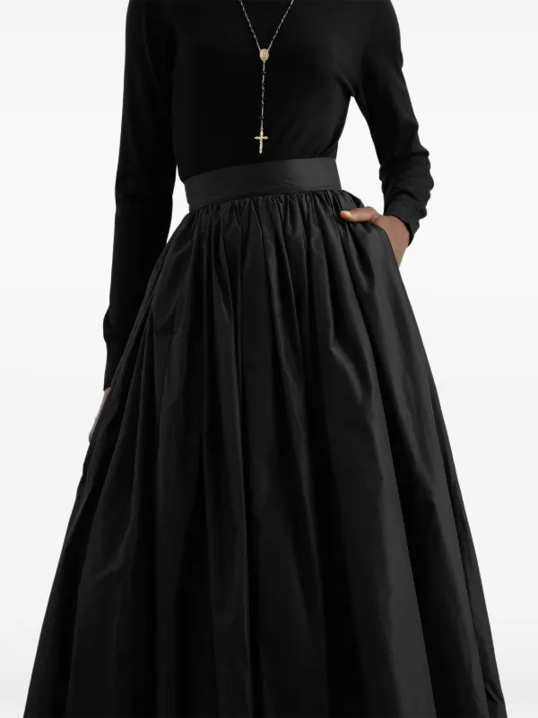 スカート Long Taffeta Circle Skirt Black Taffeta Full Circle Skirt - Women Skirts - Taffeta