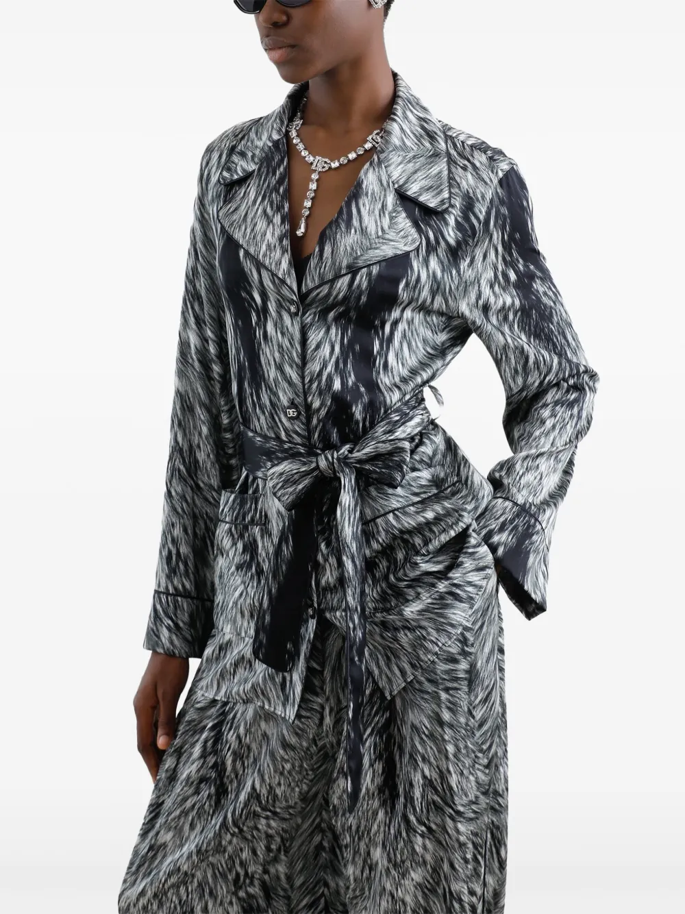 Dolce & Gabbana Blouse met bontprint Wit
