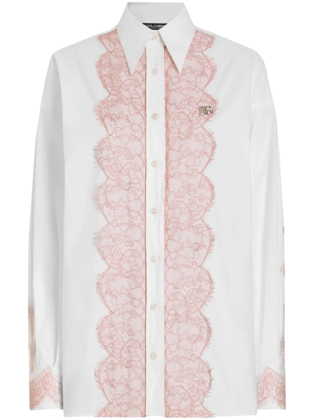 Dolce & Gabbana レーストリム シャツ - ホワイト Dolce & Gabbana レーストリム シャツ - ホワイト