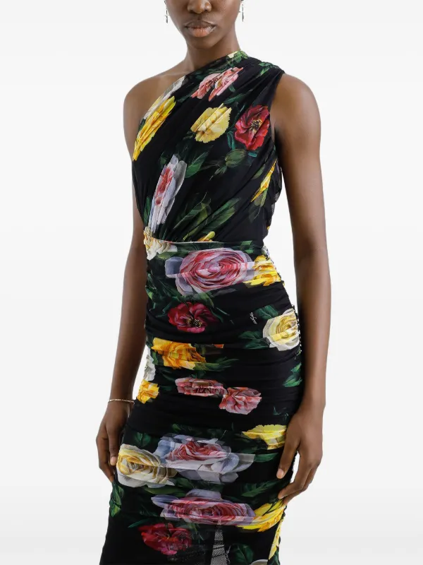 Dolce & Gabbana floral-print Midi Dress | Black | FARFETCH